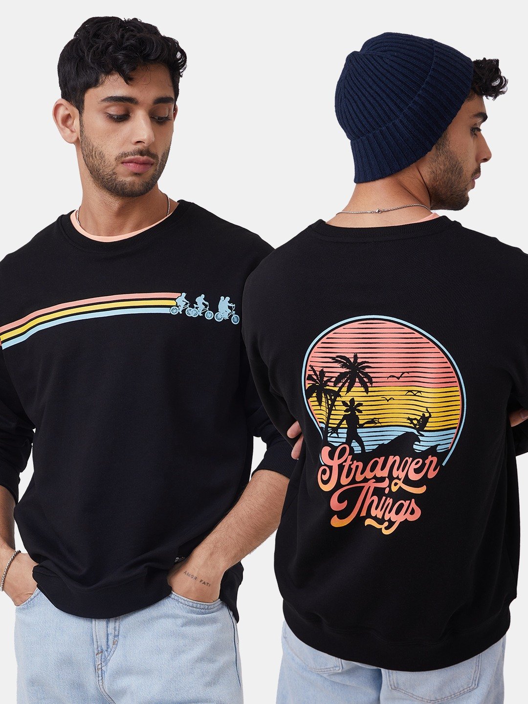 Men's Stranger Things: Bicycles of Stranger Things Men's Oversized Sweatshirts