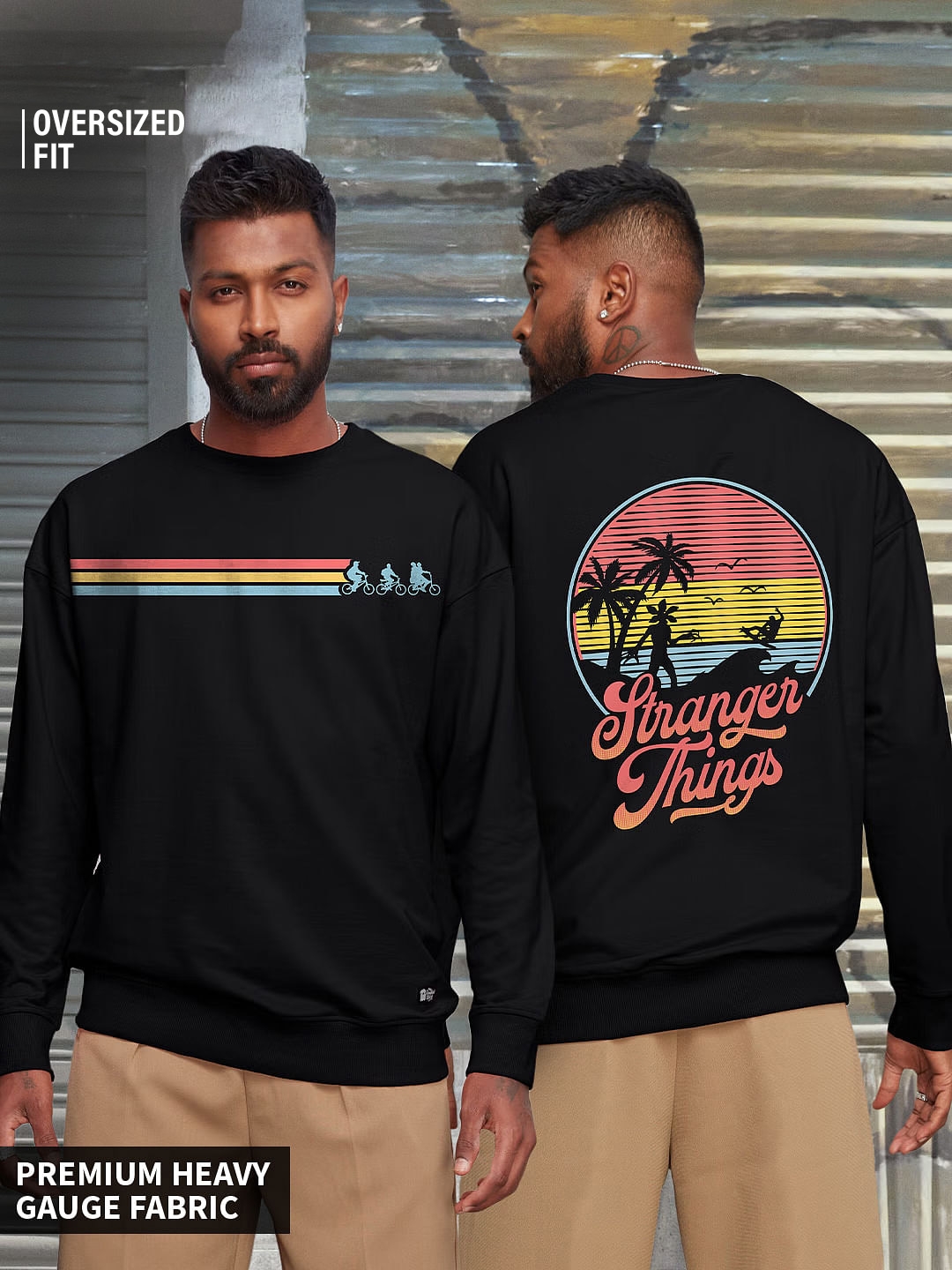 The Souled Store | Men's Stranger Things: Bicycles of Stranger Things Men's Oversized Sweatshirts