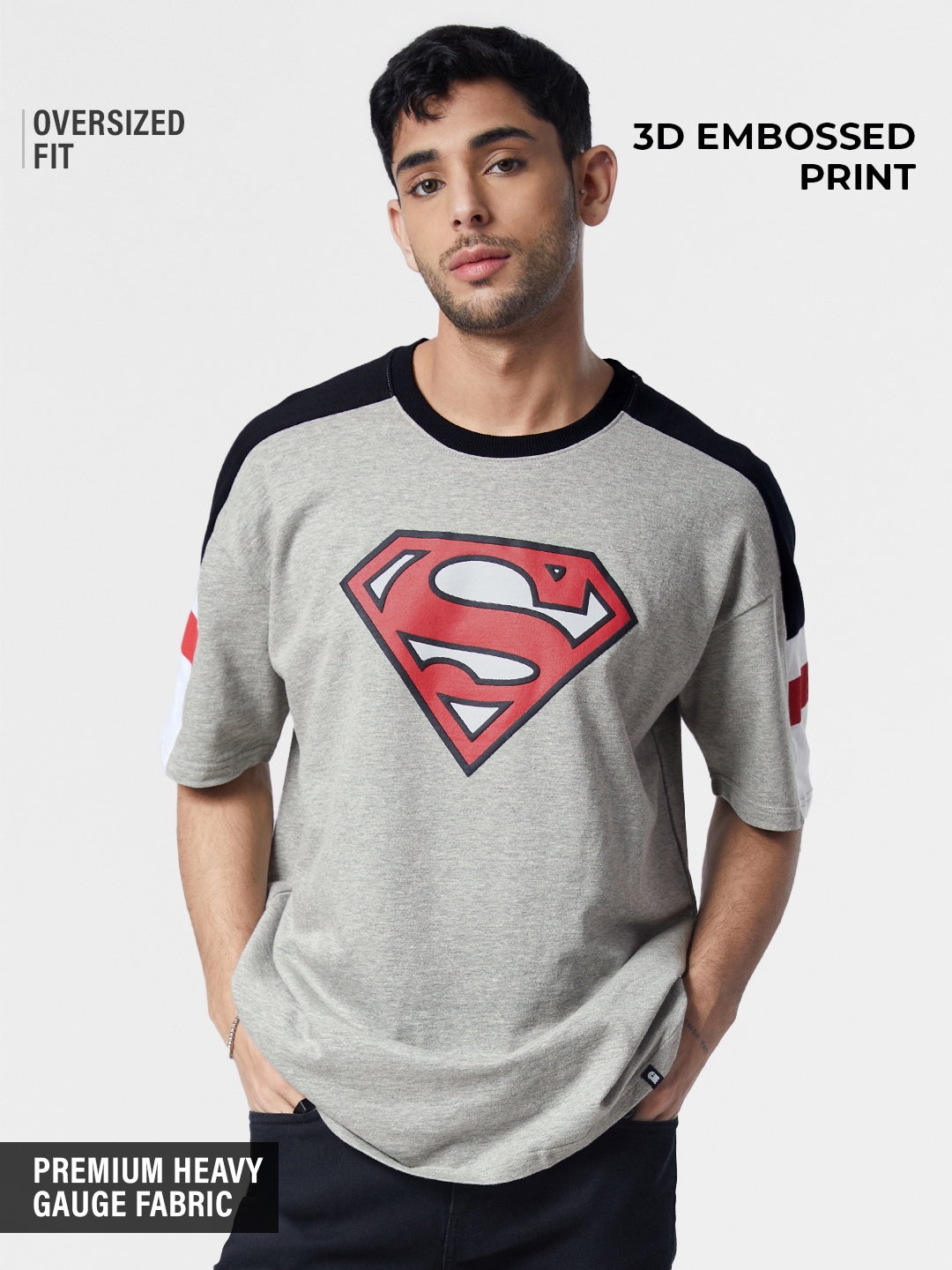 Men's Superman: Logo (3D) Oversized T-Shirt
