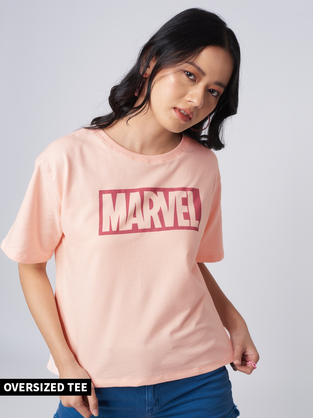 The Souled Store | Women's Marvel: Pink Power Women's Oversized T-Shirt