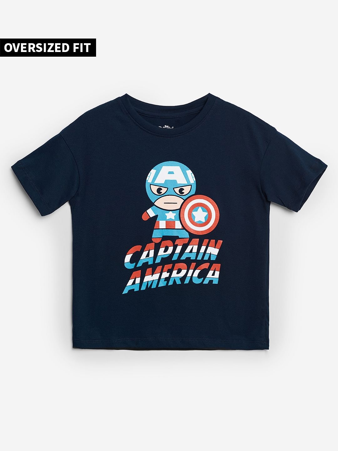 Boys Captain America: Chibi Boys Cotton Oversized T-Shirt