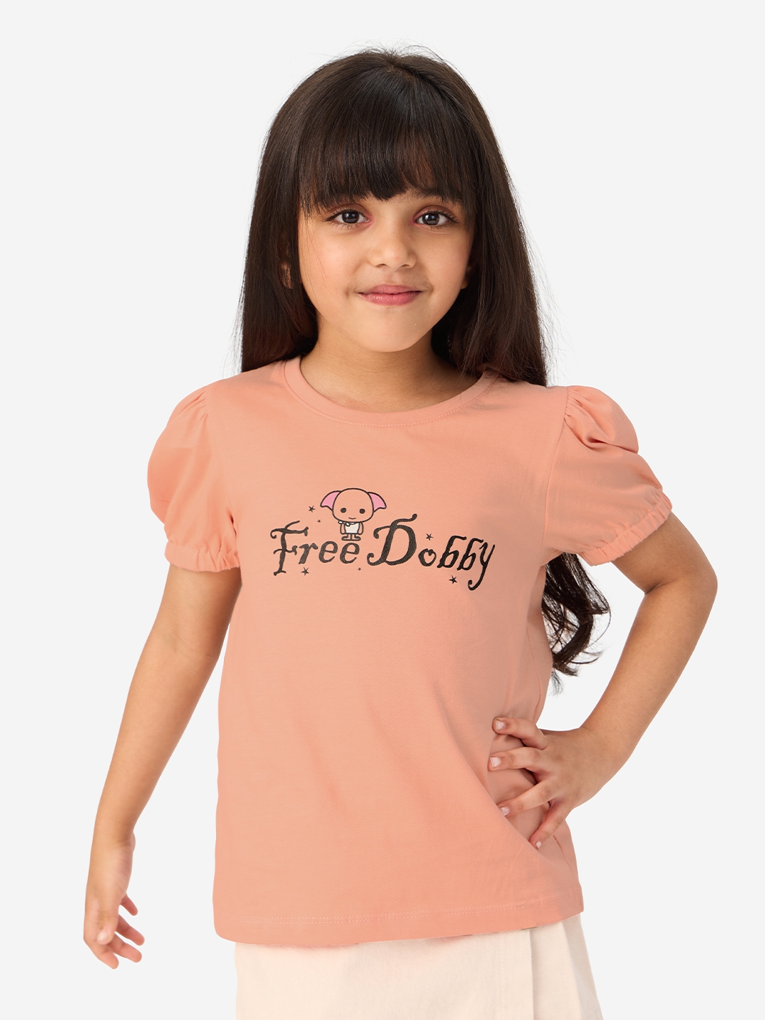 Girls Harry Potter: Free Dobby Girls Cotton Puff Sleeve Tops