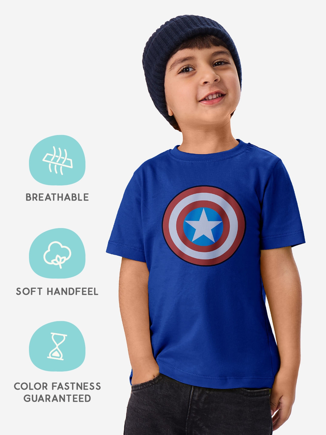 The Souled Store | Boys Marvel: Captain America Shield Boys Cotton T-Shirt