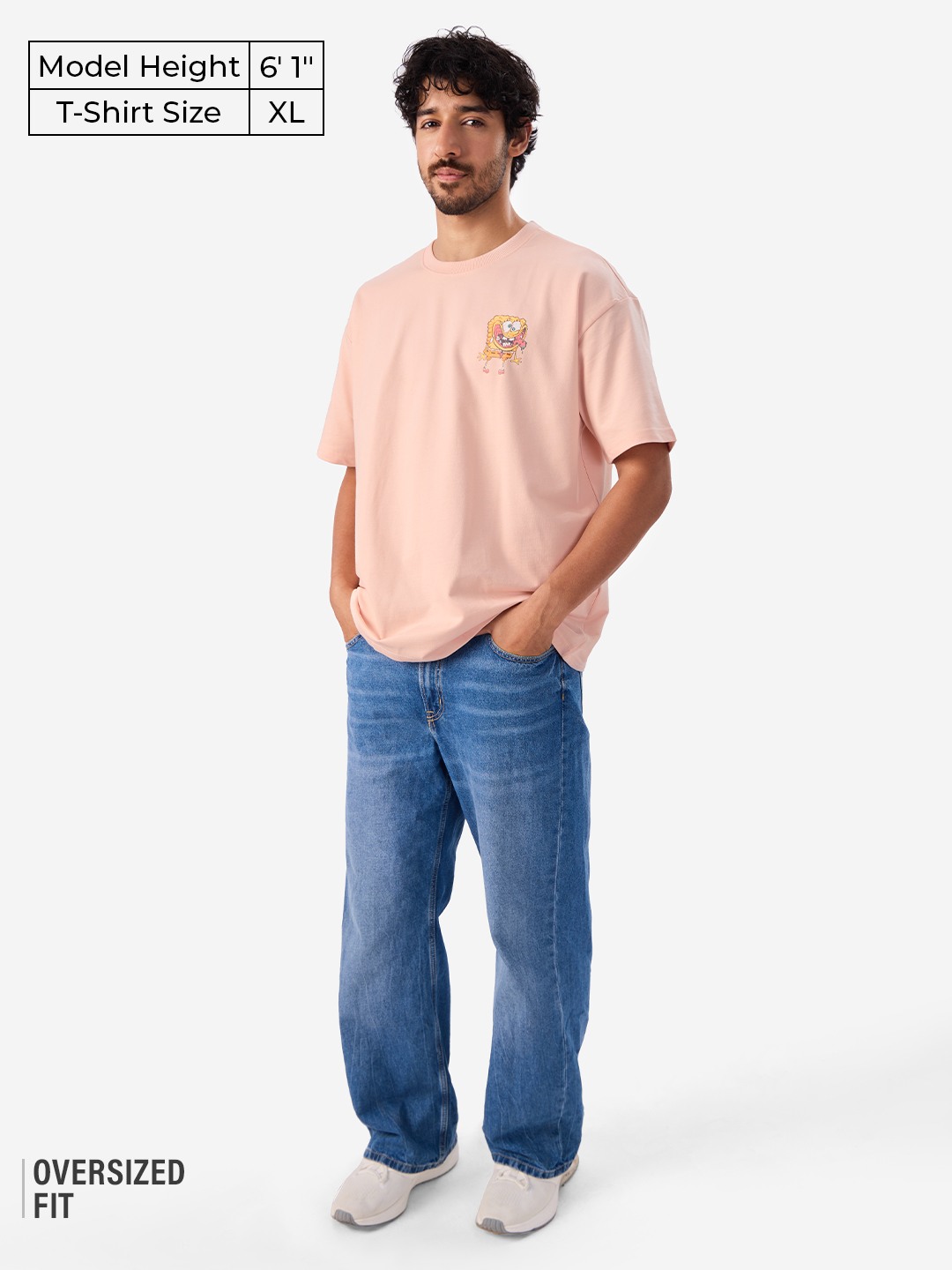 Men's SpongeBob: Ok Boomer Pink Printed Oversized T-Shirt