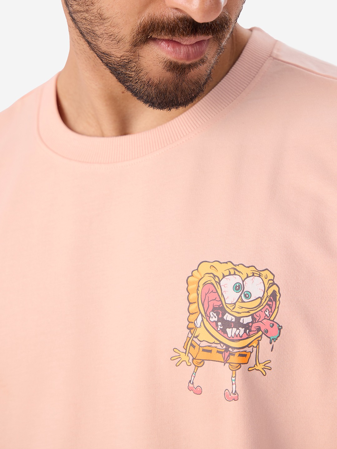 Men's SpongeBob: Ok Boomer Pink Printed Oversized T-Shirt