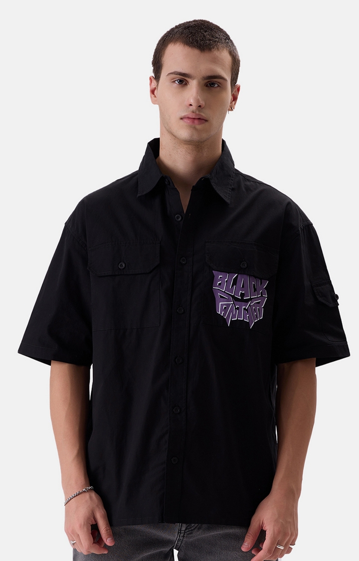 The Souled Store | Men's Official Black Panther Panther Power Oversized Shirts