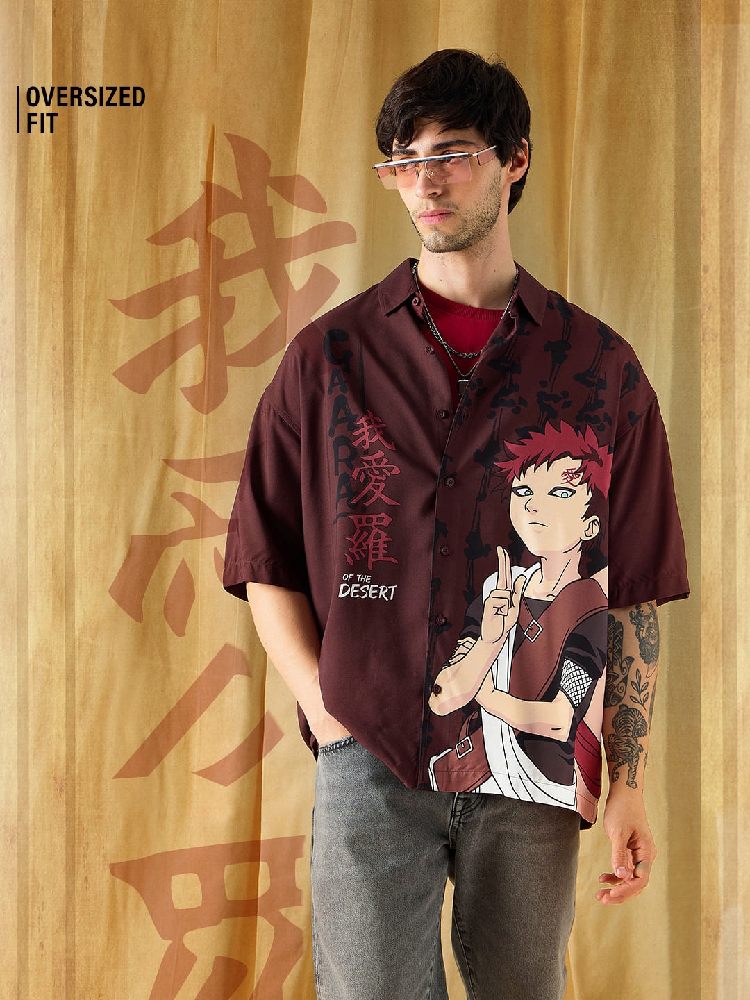 The Souled Store | Men's Naruto: Gaara Of The Desert Oversized Shirts