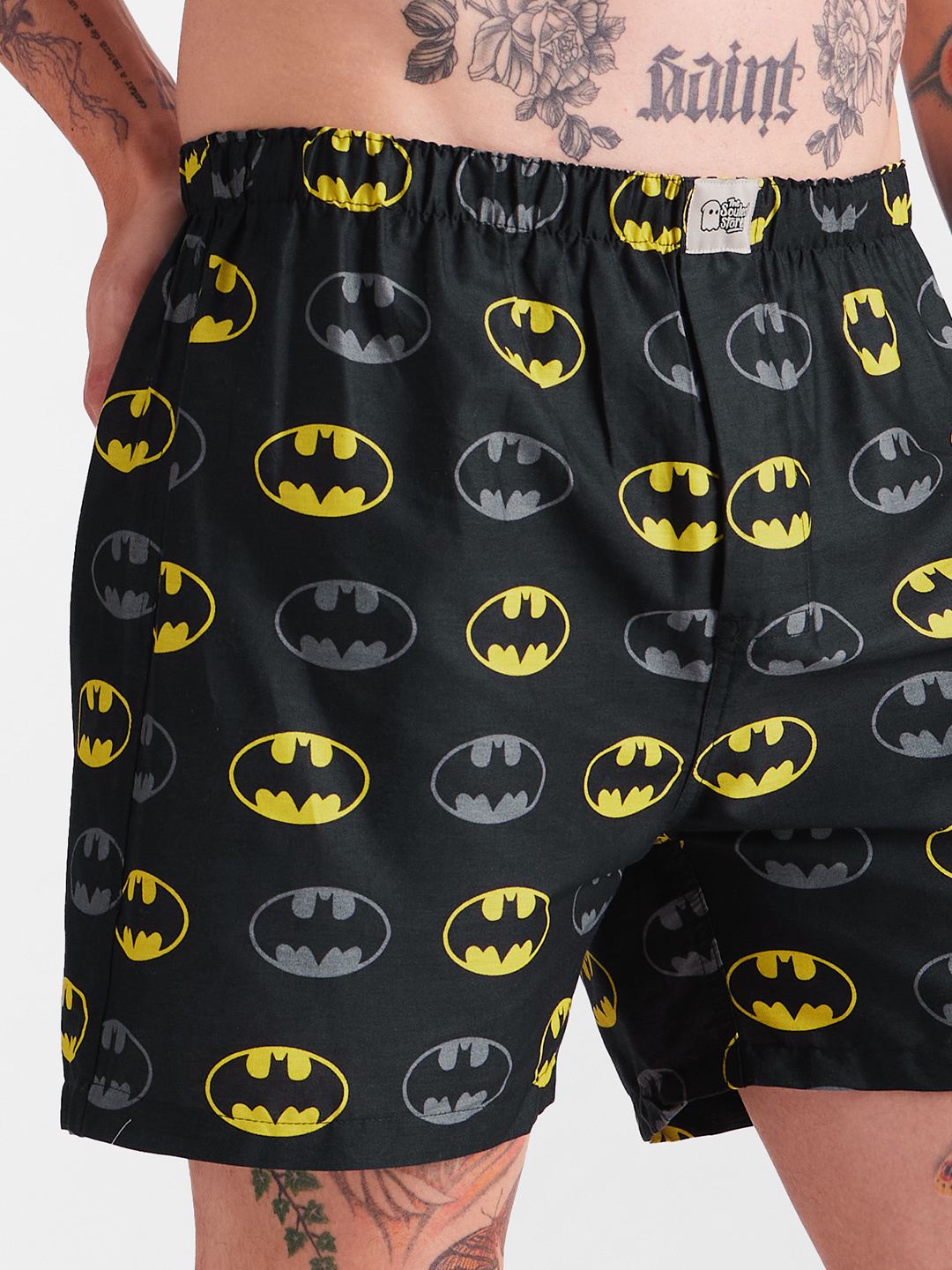 Men's Black Cotton Printed Shorts
