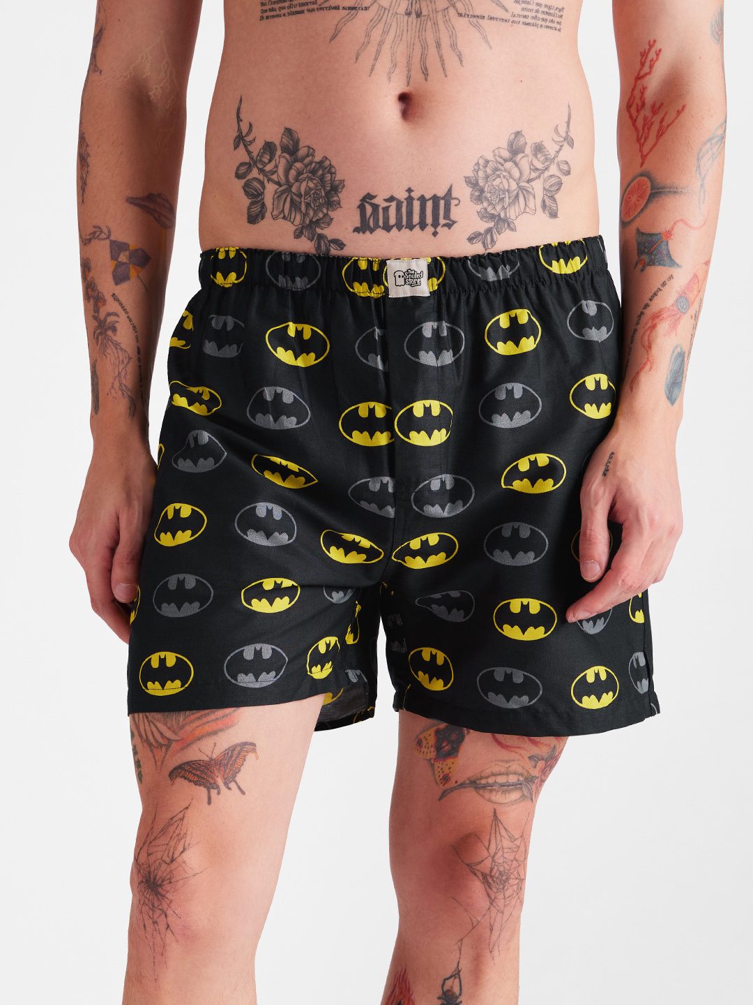 Men's Black Cotton Printed Shorts