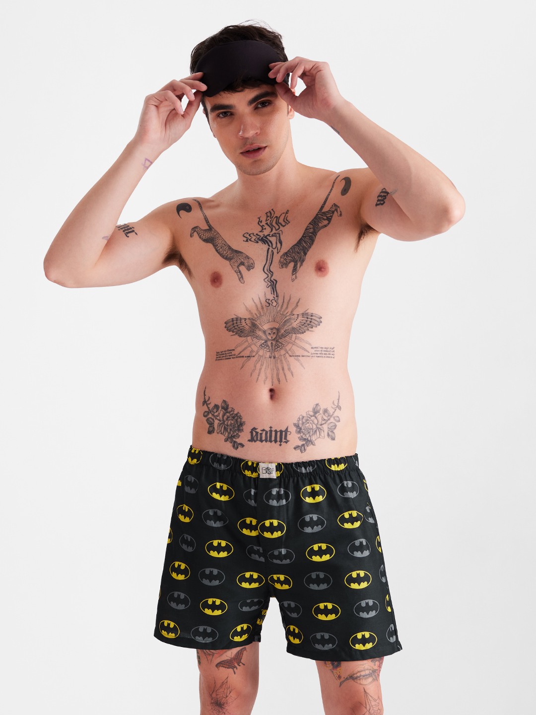Men's Black Cotton Printed Shorts
