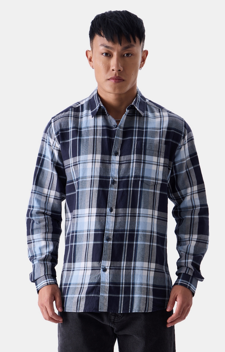 The Souled Store | Men's Plaid Grey and Blue Shirts