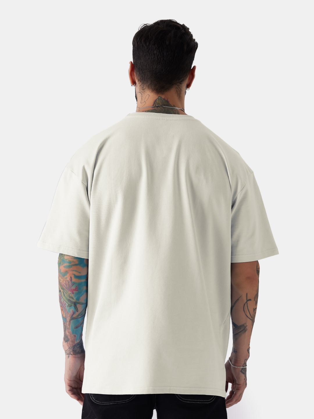 Men's White Solid Oversized T-Shirt