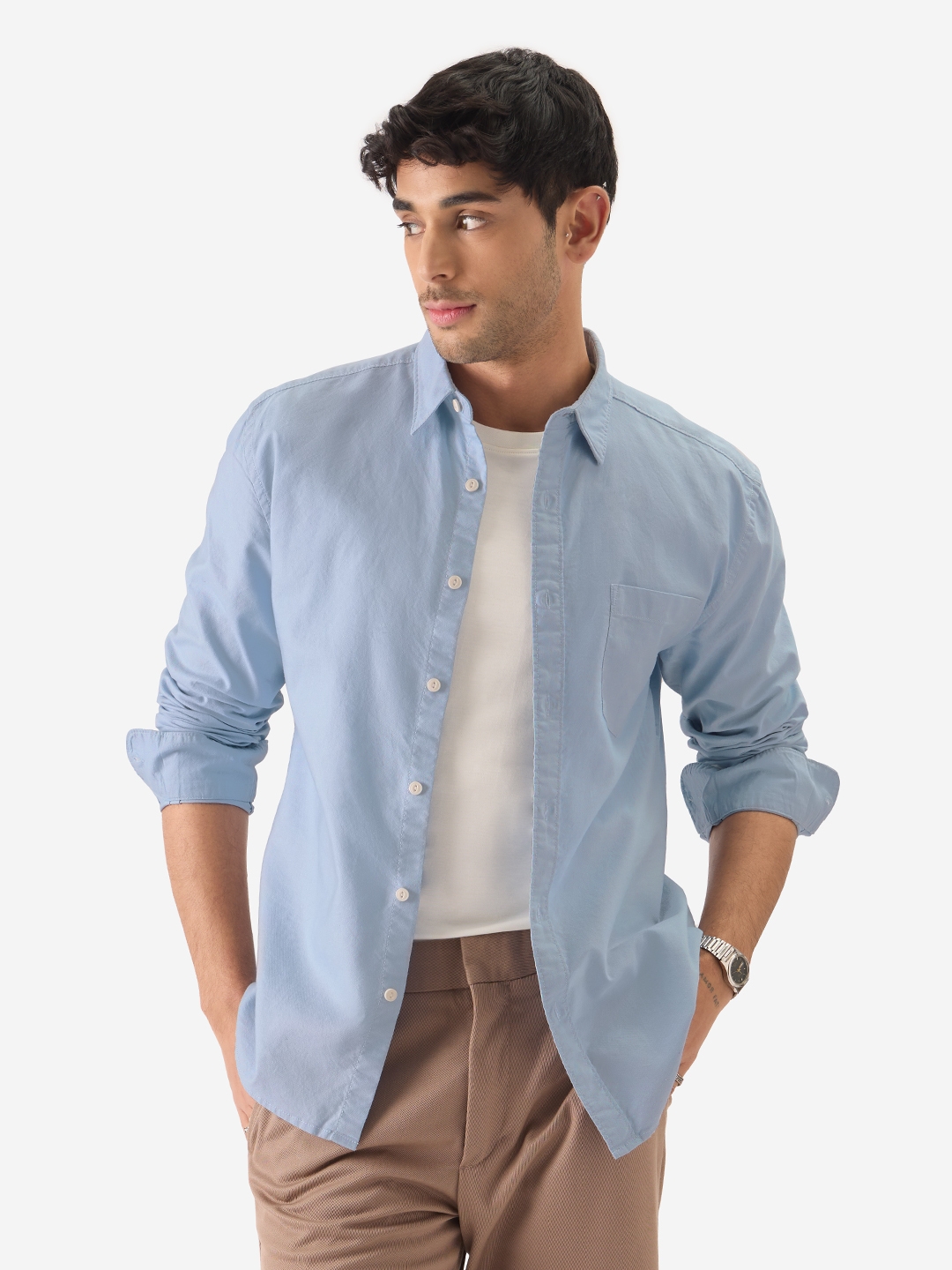 The Souled Store | Men's Solids: Celestial Blue Shirts
