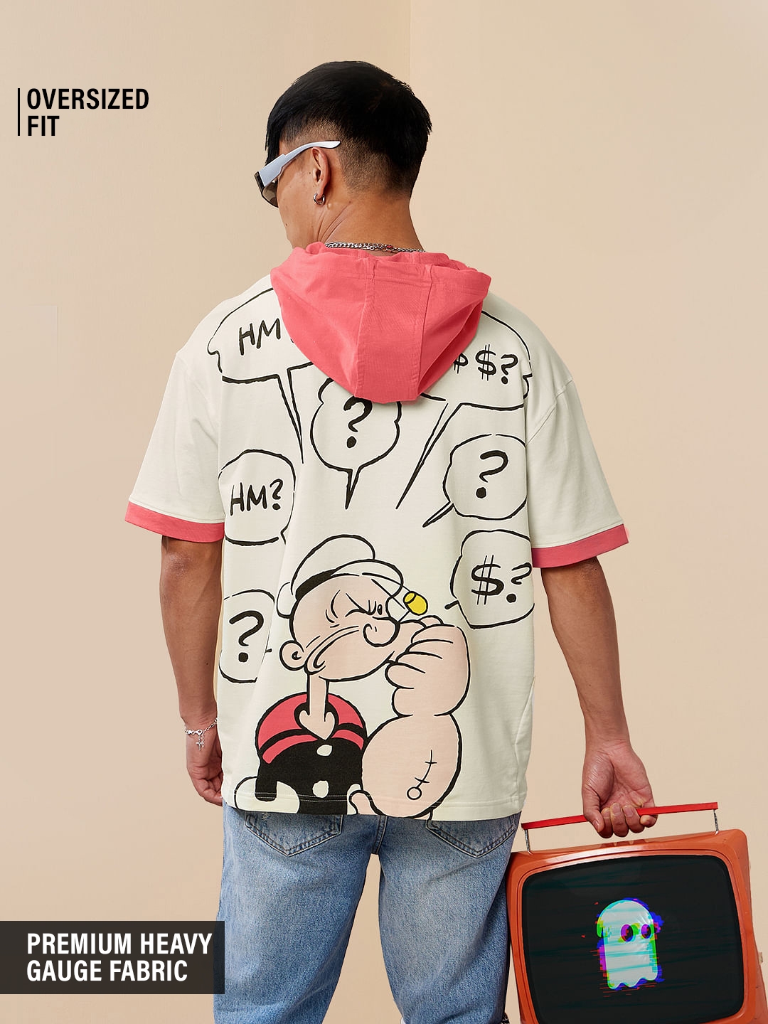 The Souled Store | Men's Popeye: Thinking Hat Hooded T-Shirt