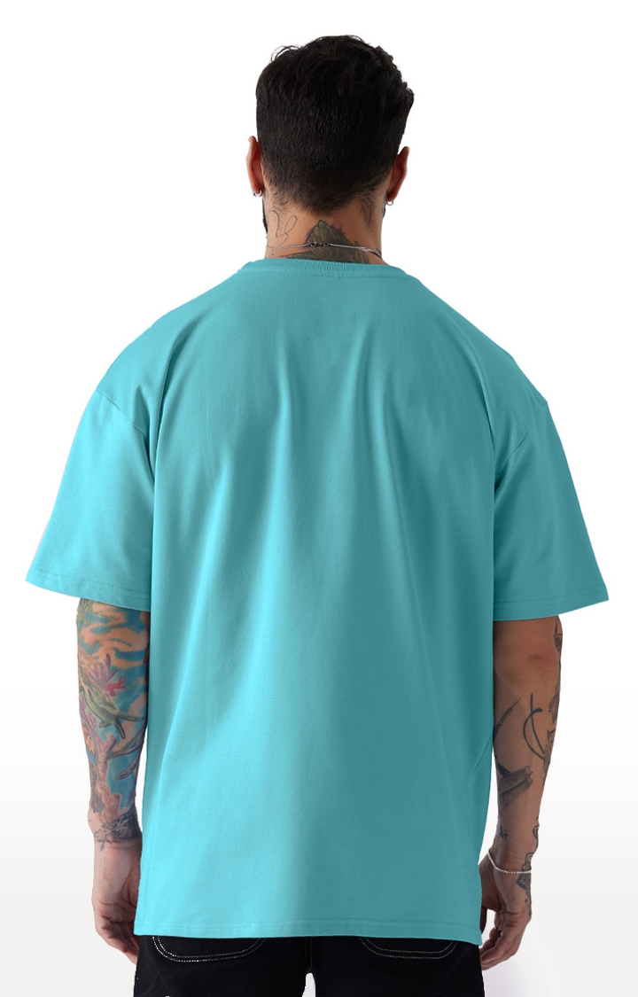 Men's Solids Airy Blue Oversized T-Shirts