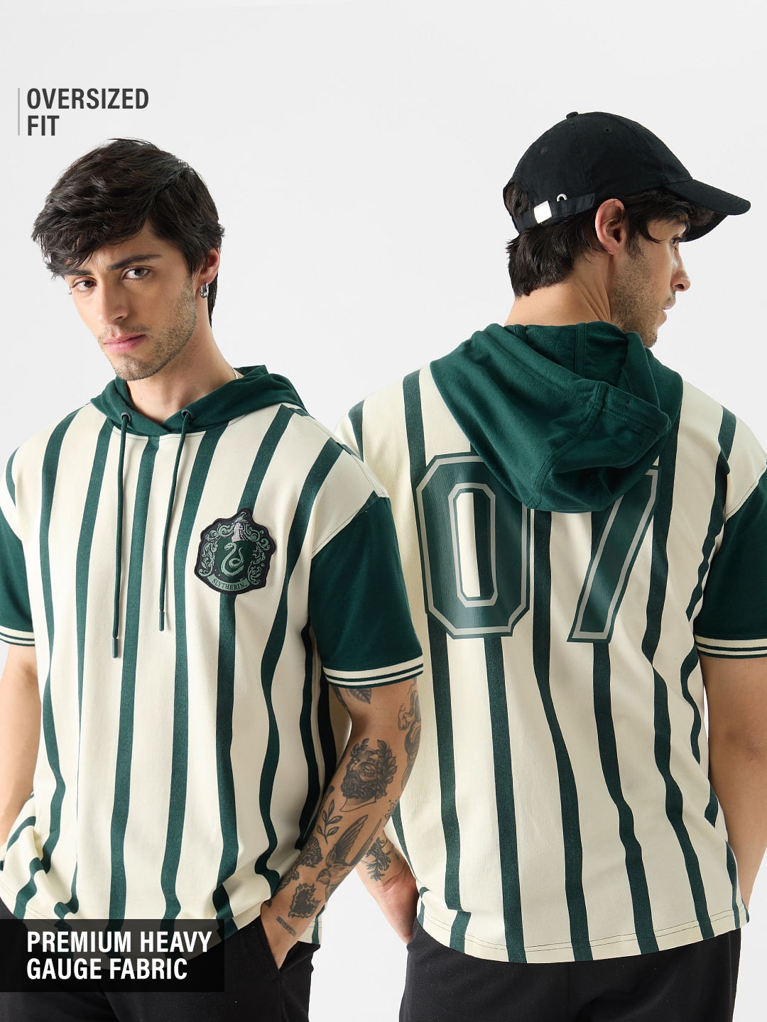 The Souled Store | Men's Harry Potter: Slytherin Rugby Set Hooded T-Shirt
