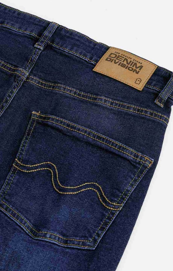 Men's Distressed Blue Cotton Solid Ripped Jeans