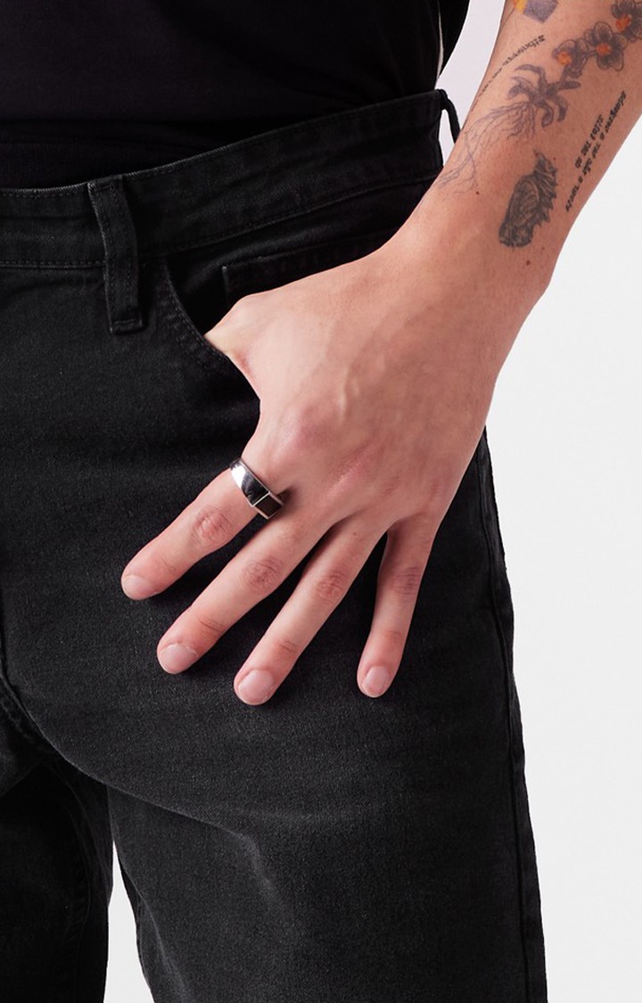 Men's Black Polycotton Solid Straight Jeans