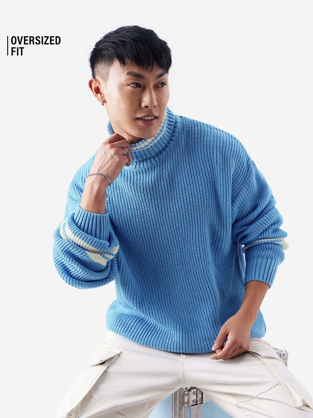 The Souled Store | Men's Solids: Powder Blue Pullovers