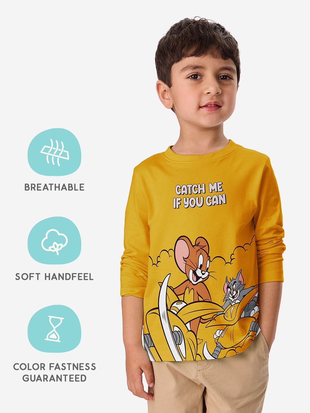 The Souled Store | Boys Tom And Jerry: Catch Me Boys Cotton Full Sleeve T-Shirt