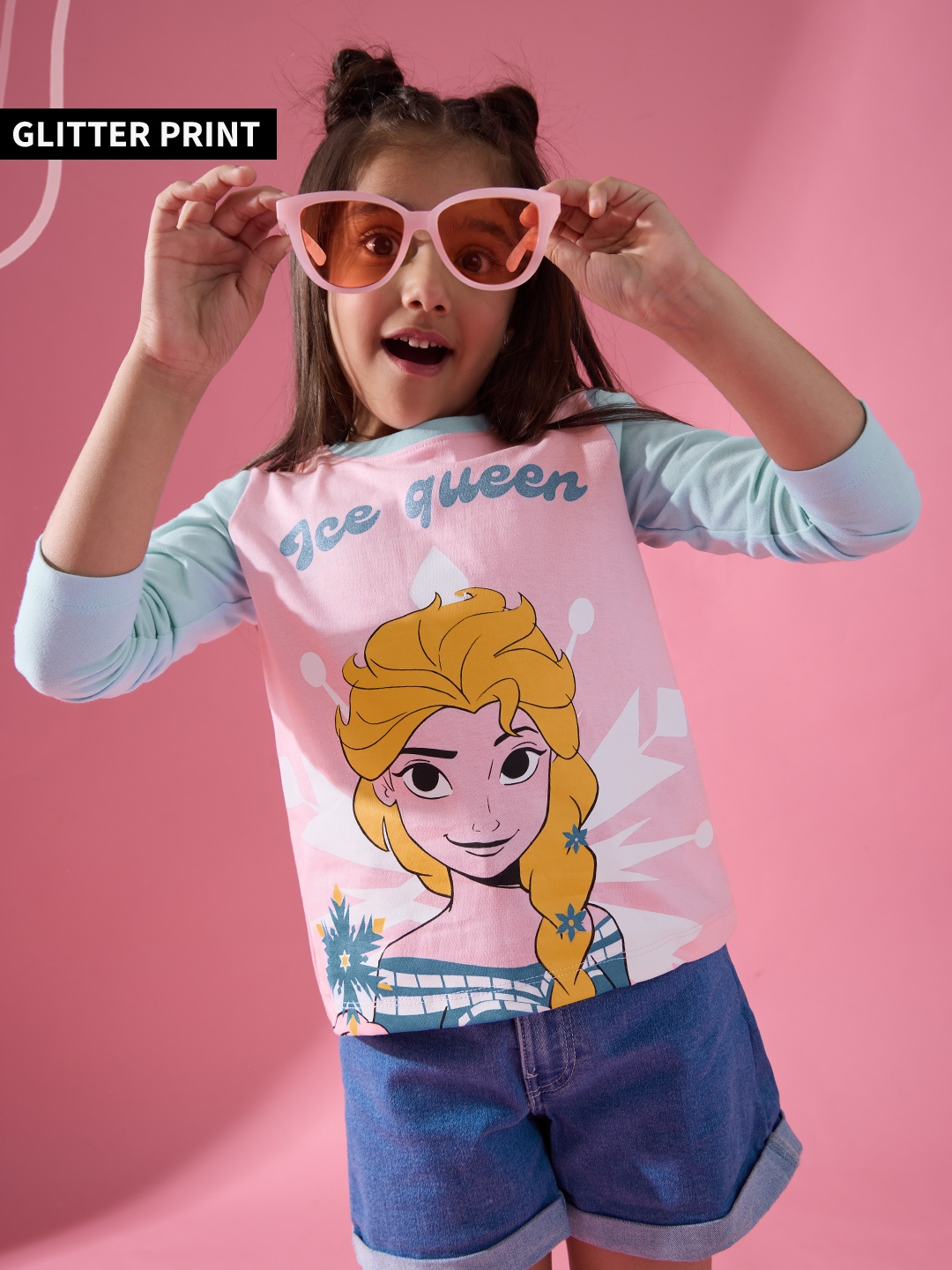 Girls Queen Elsa Cotton Printed T-Shirts