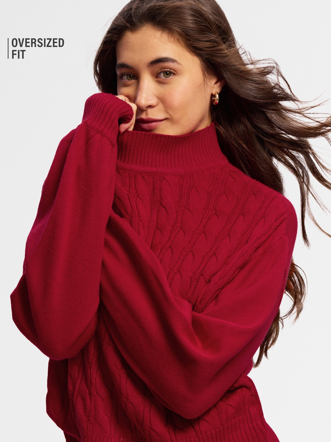 Women's Solids: Poppy Red Women's Oversized Sweaters