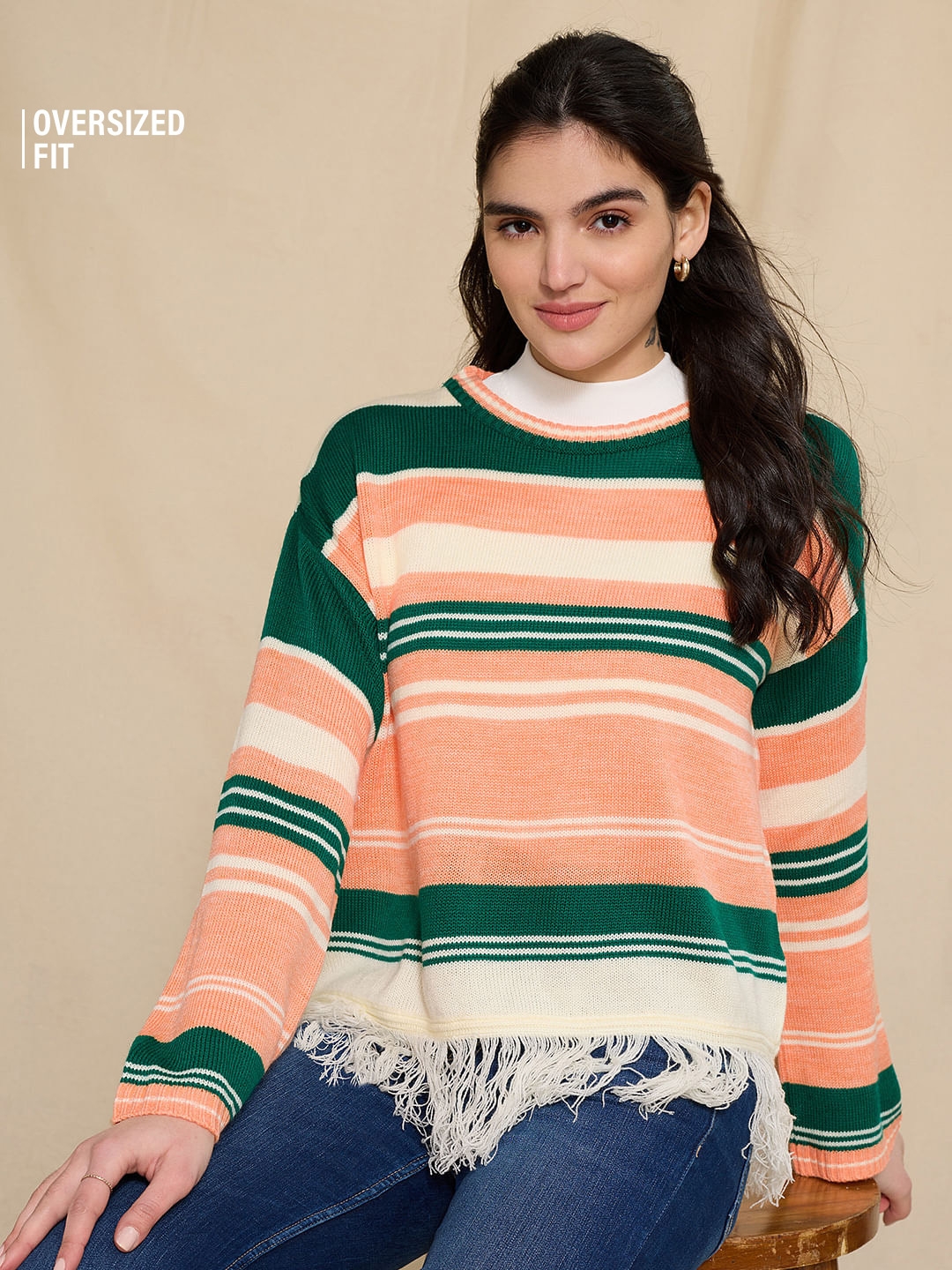 The Souled Store | Women's TSS Originals: Panama Stripes Women's Oversized Sweaters