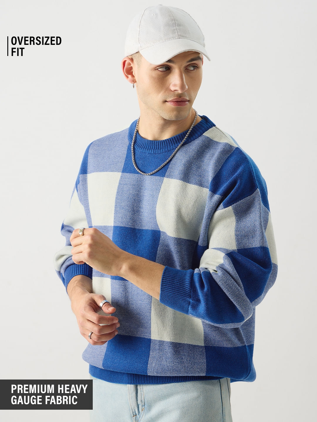 Men's TSS Originals: Blue Checks Oversized Pullovers