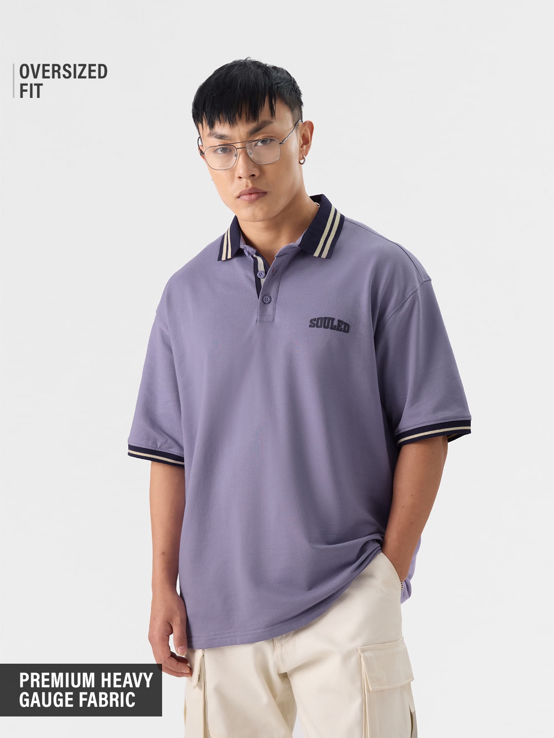 The Souled Store | Men's TSS Originals: Mauve Magic Oversized Polo T-Shirt
