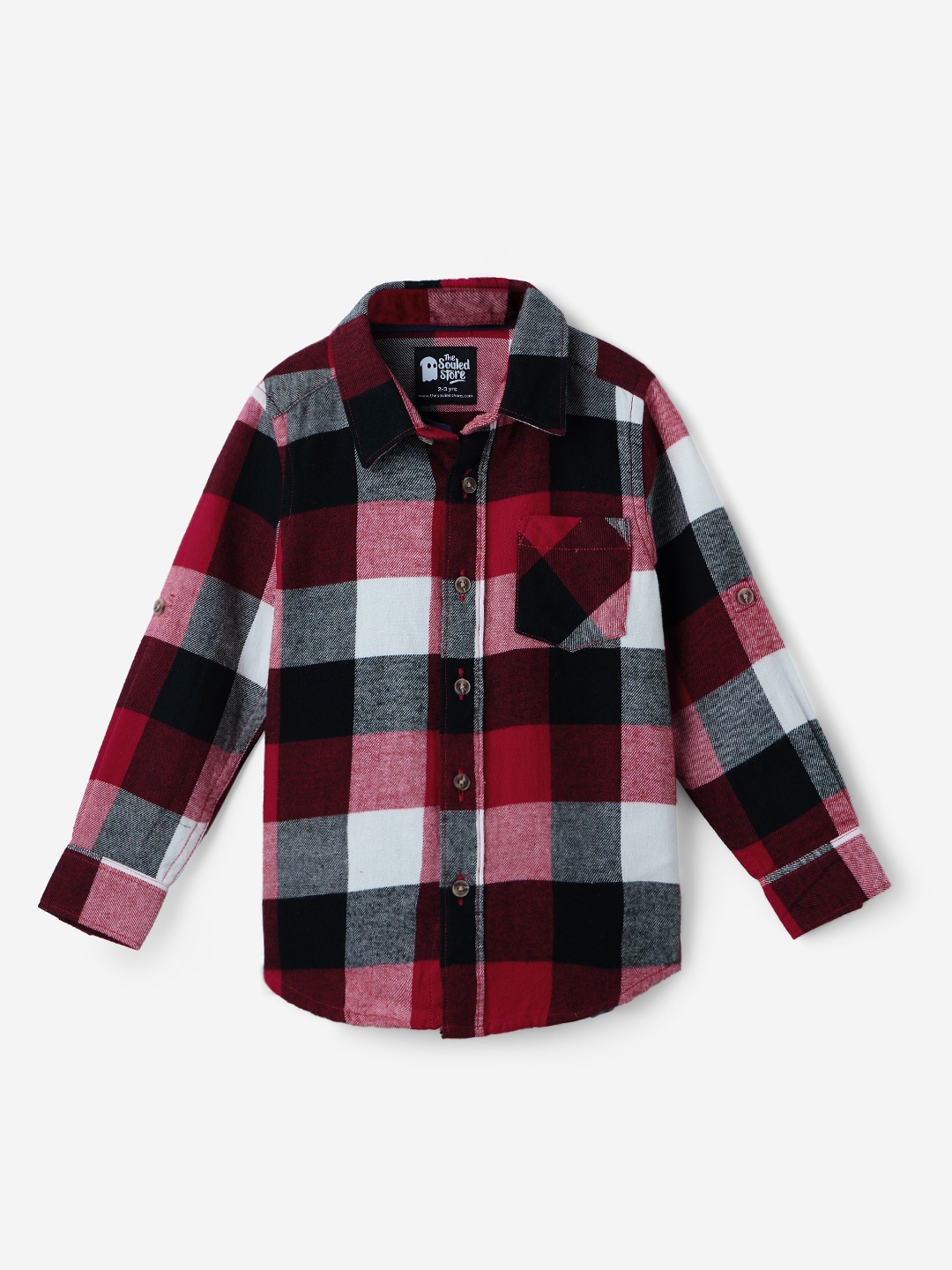 The Souled Store | Boys Plaid: Red, Black and White Boys Cotton Shirts