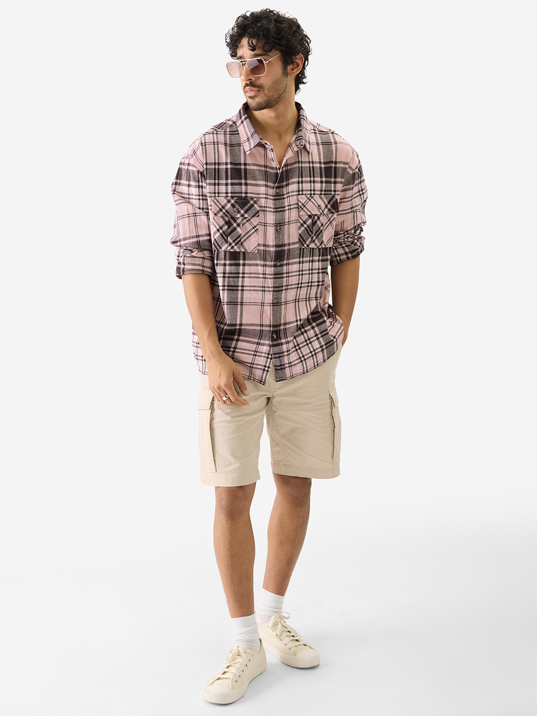 The Souled Store | Men's Checks Pink Wine Relaxed Casual Shirt