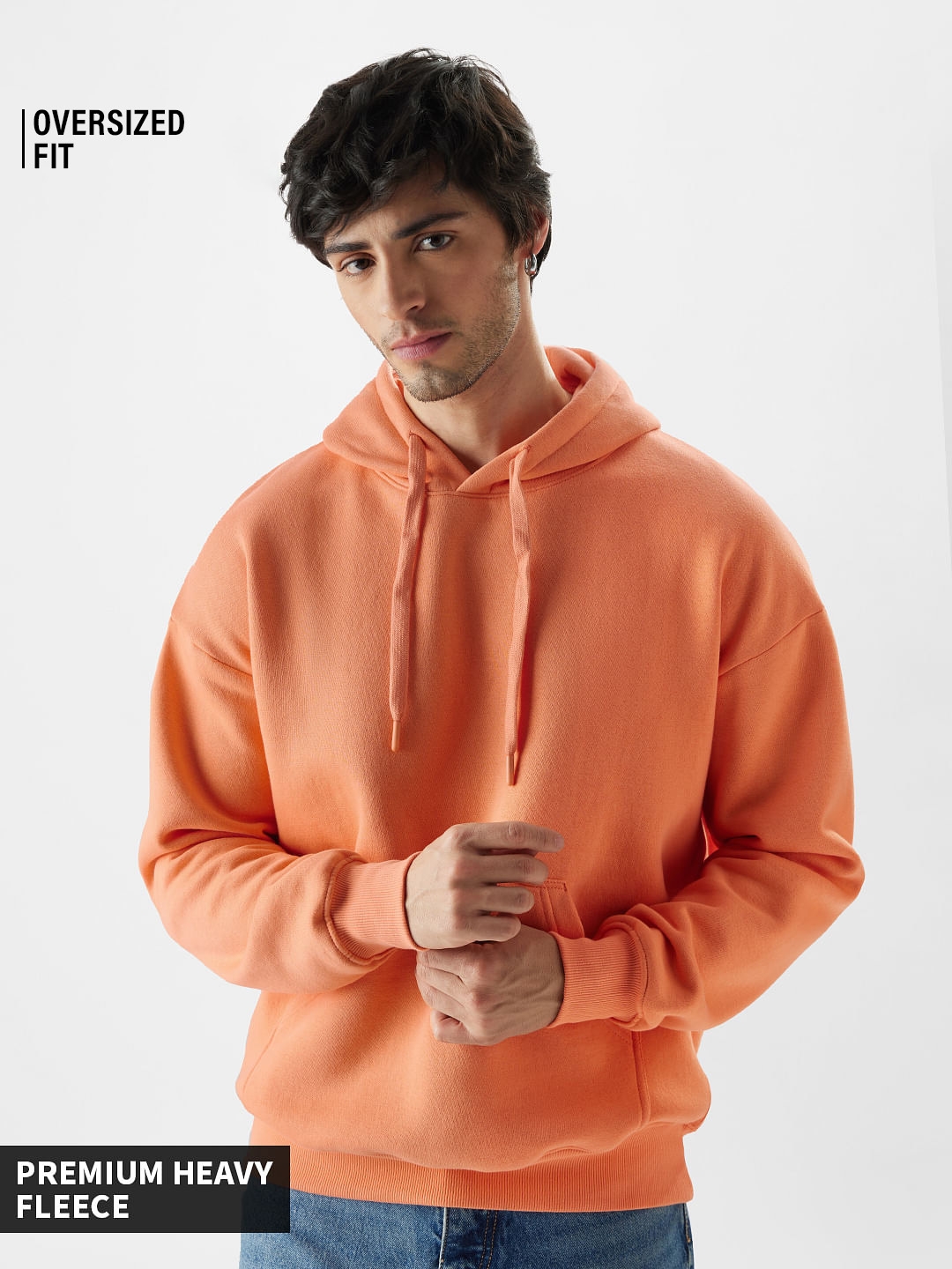 The Souled Store | Men's Solids: Peach Men's Oversized Hoodie