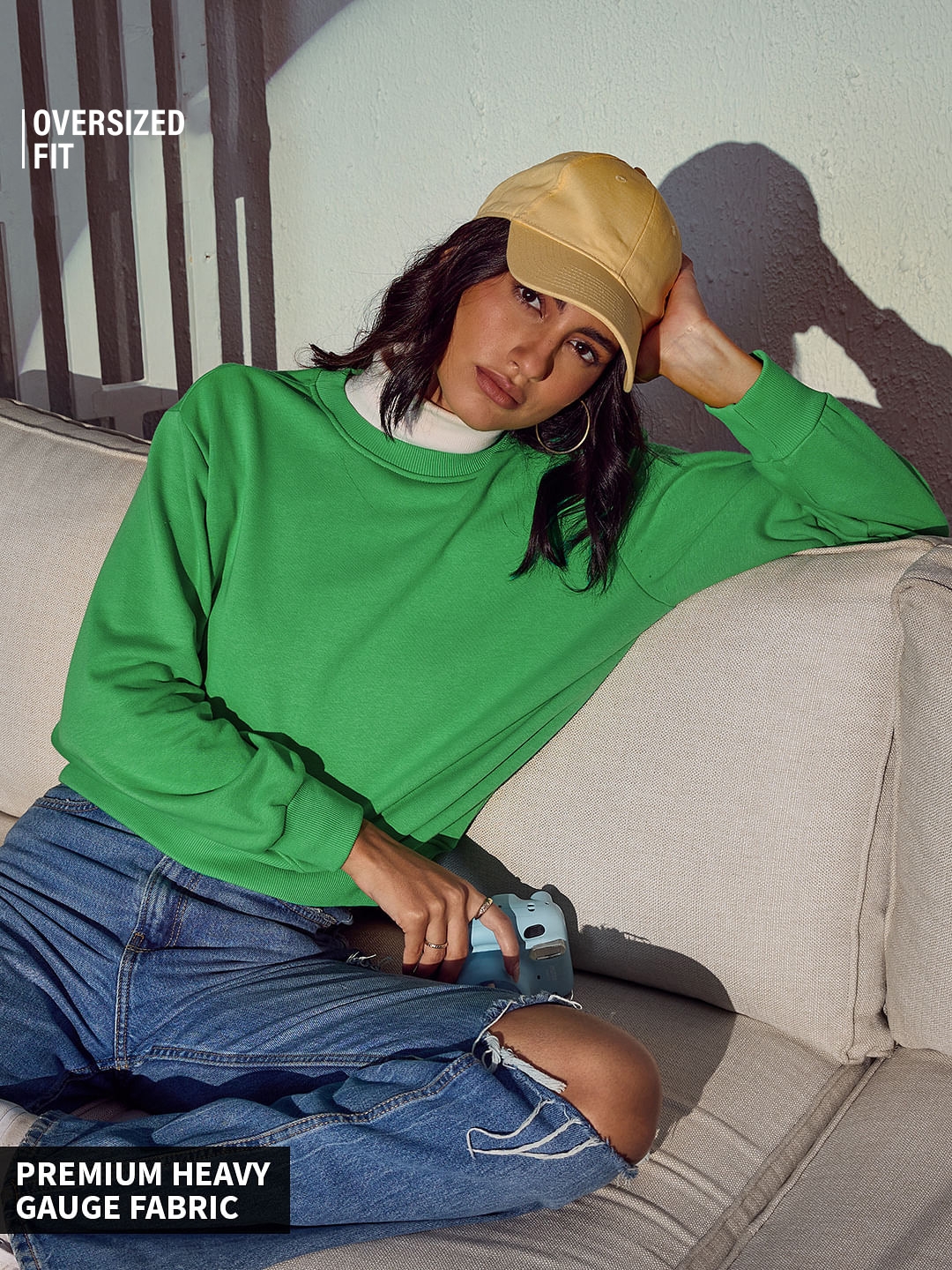 The Souled Store | Women's Island Green Sweatshirt Women's Oversized Sweatshirts