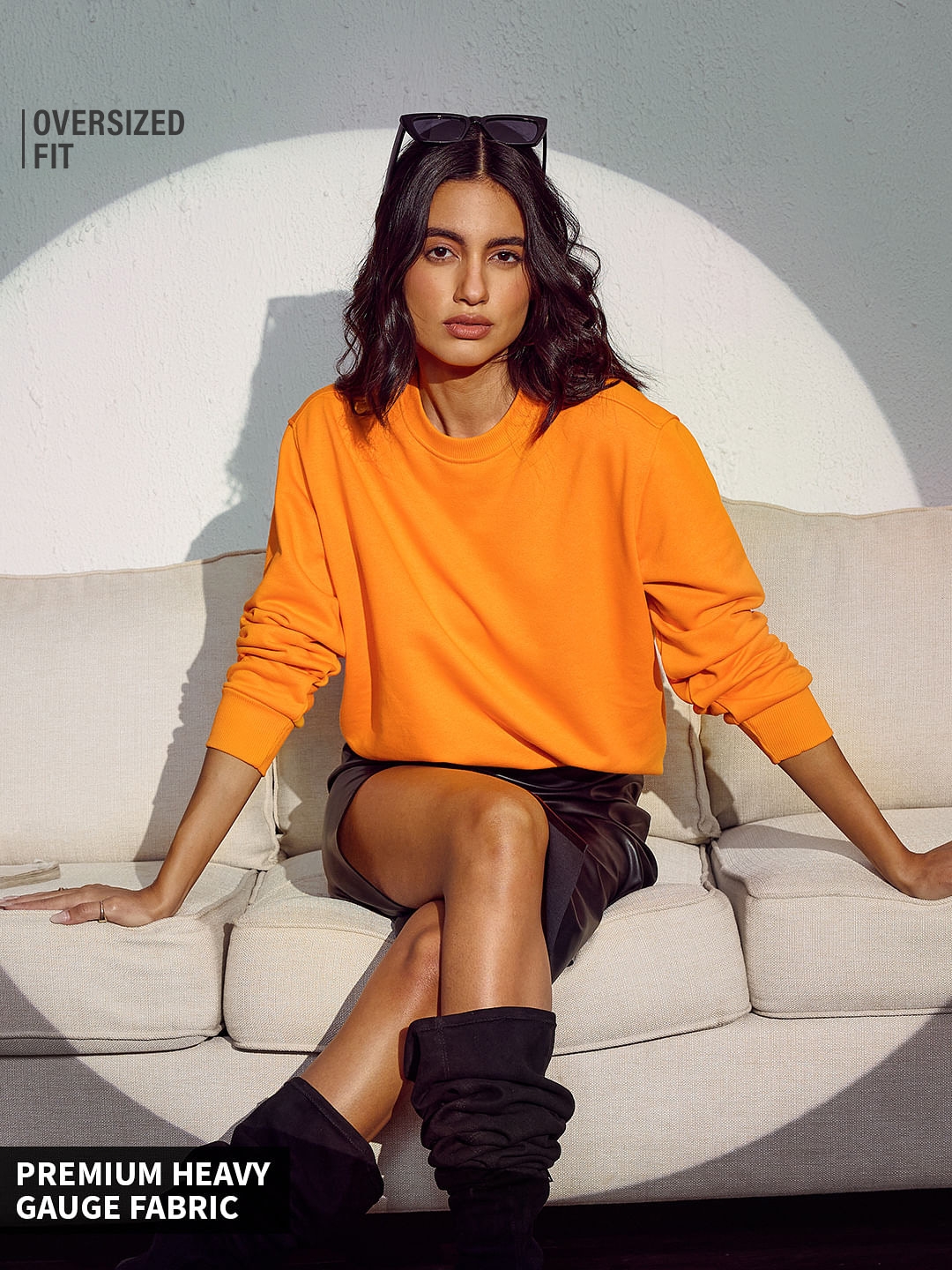 The Souled Store | Women's Blazing Orange Sweatshirt Women's Oversized Sweatshirts