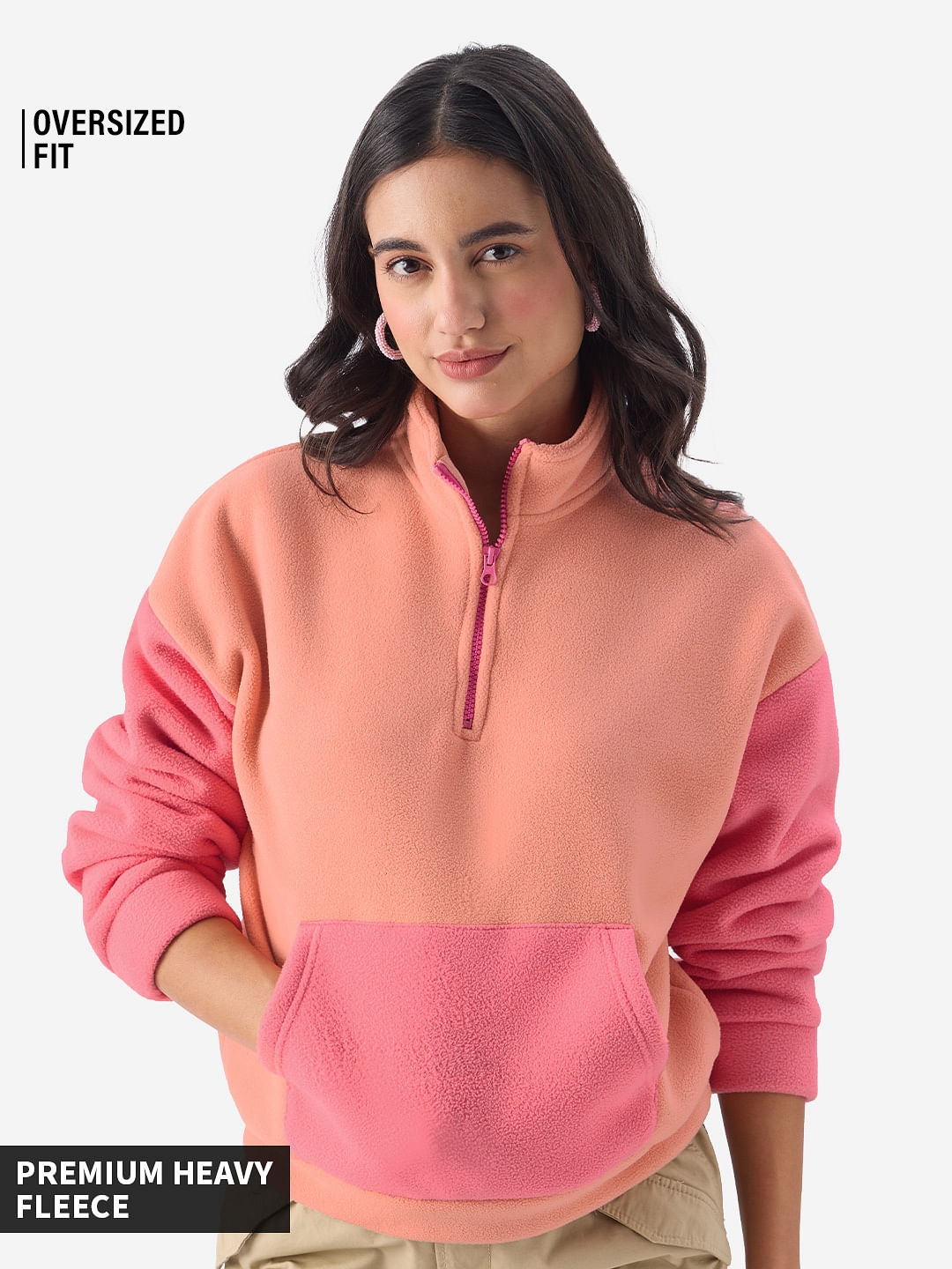 The Souled Store | Women's Coral Candy Teddy Sweatshirt Women's Oversized Sweatshirts