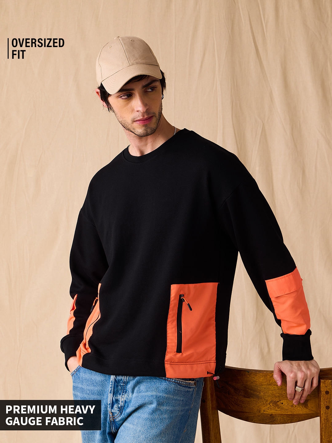 The Souled Store | Men's TSS Originals: Blazing Black Men's Oversized Sweatshirts