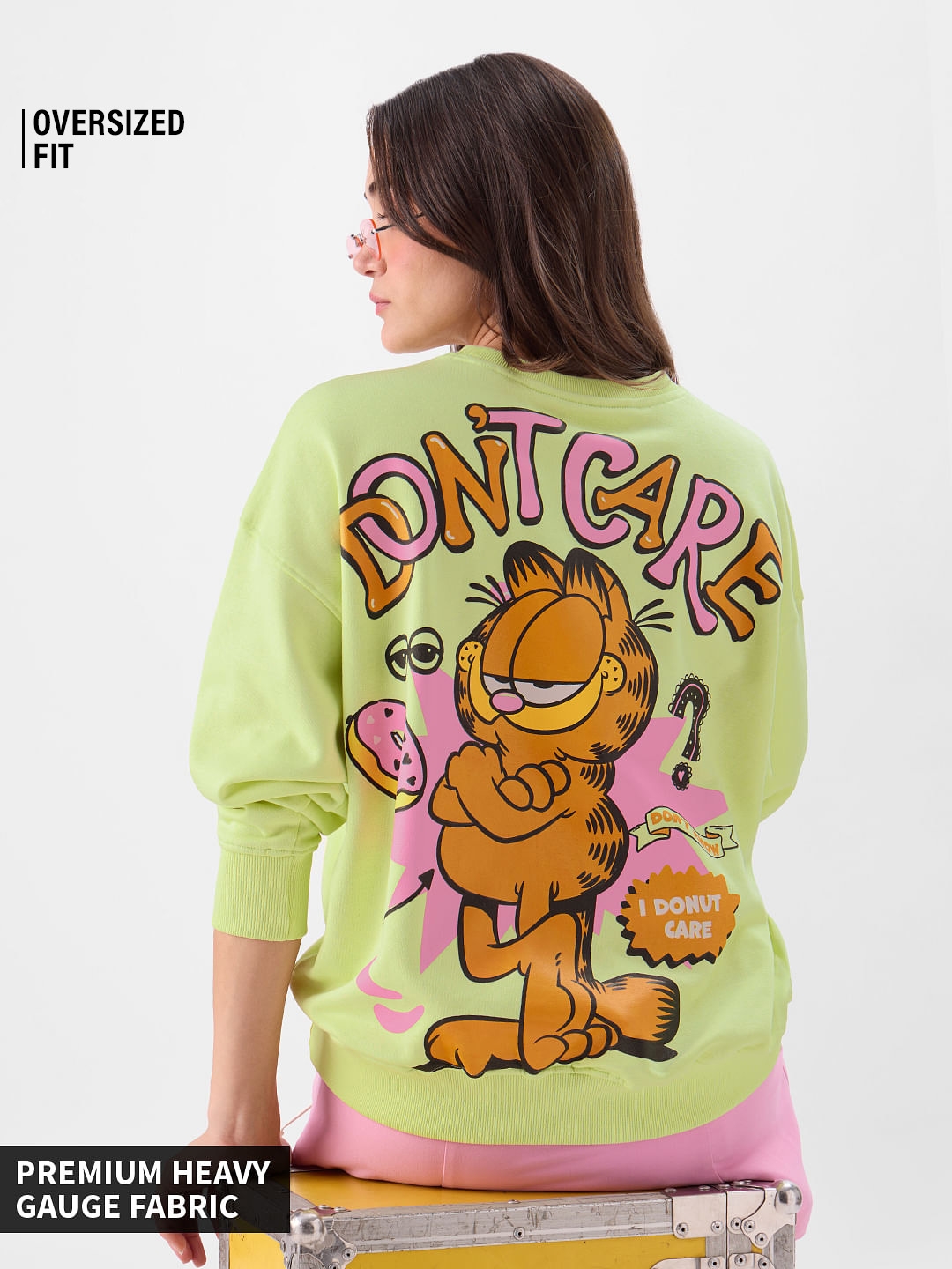 The Souled Store | Women's Garfield: Don't Care Club Women's Oversized Sweatshirts