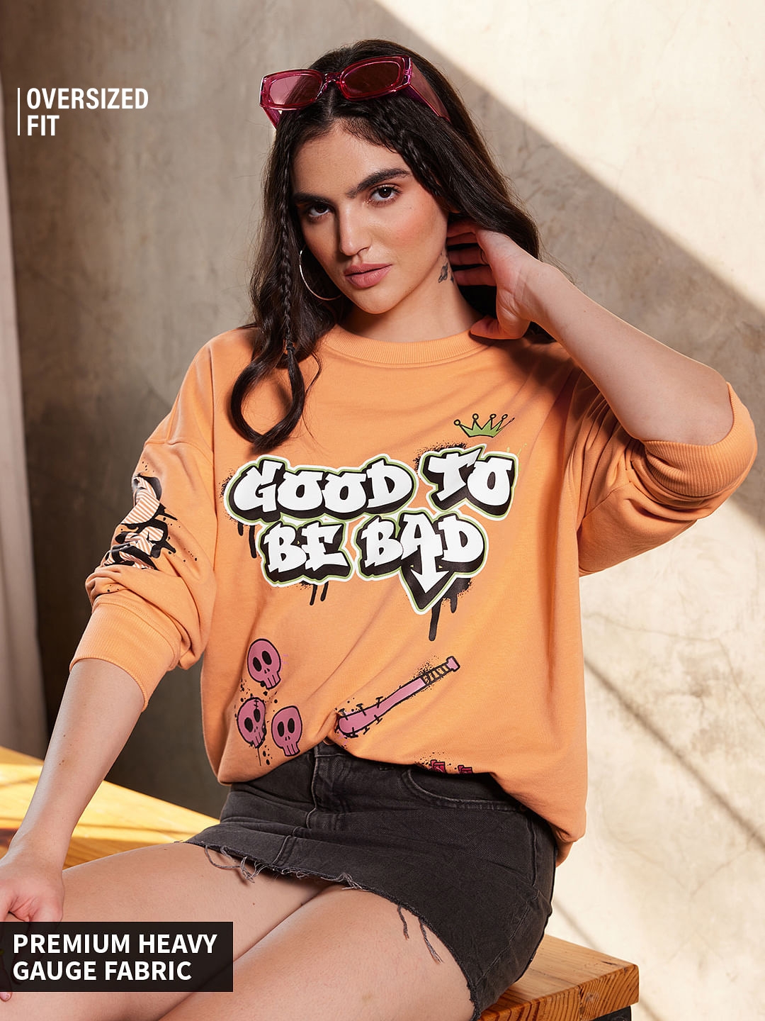 The Souled Store | Women's Good To Be Bad Women's Oversized Sweatshirts