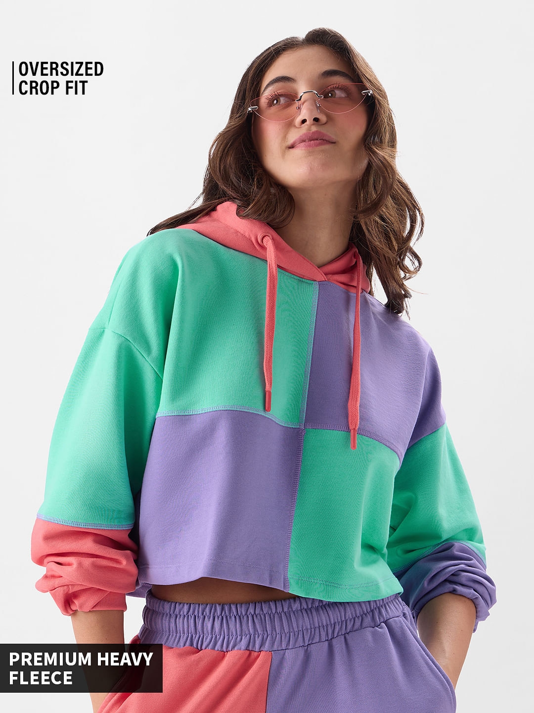 The Souled Store | Women's Orchid Sorbet Hoodie Women's Cropped Oversized Hoodie