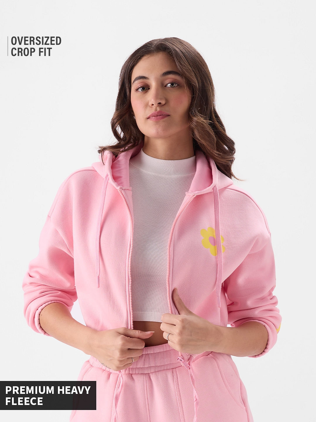 The Souled Store | Women's Rosette Hoodie Women's Cropped Oversized Hoodie