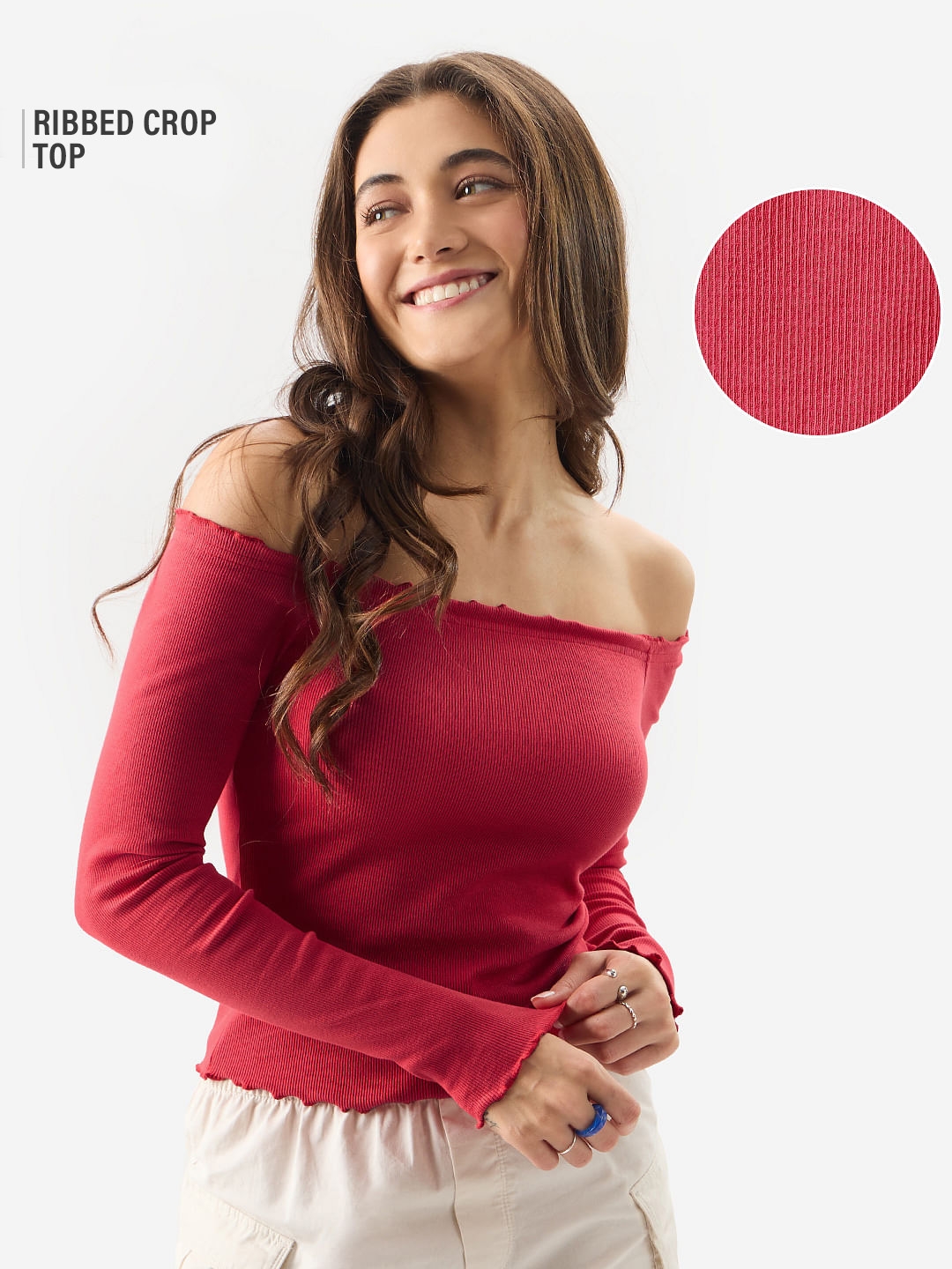 The Souled Store | Women's Bittersweet Ribbed Top Women's Full Sleeves Tops