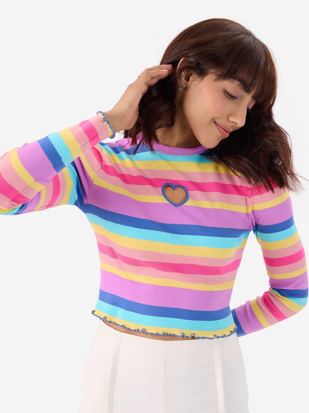 The Souled Store | Women's  Rainbow Cut-Out Ribbed Top