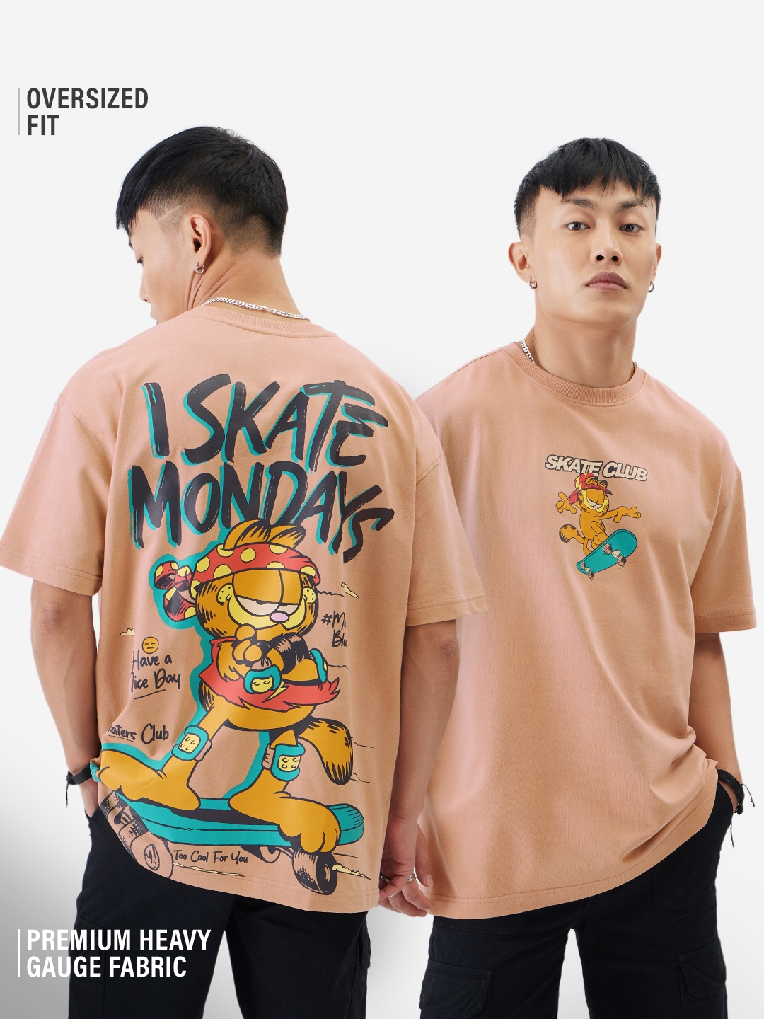 The Souled Store | Men's Garfield: I Skate Mondays Oversized T-Shirt