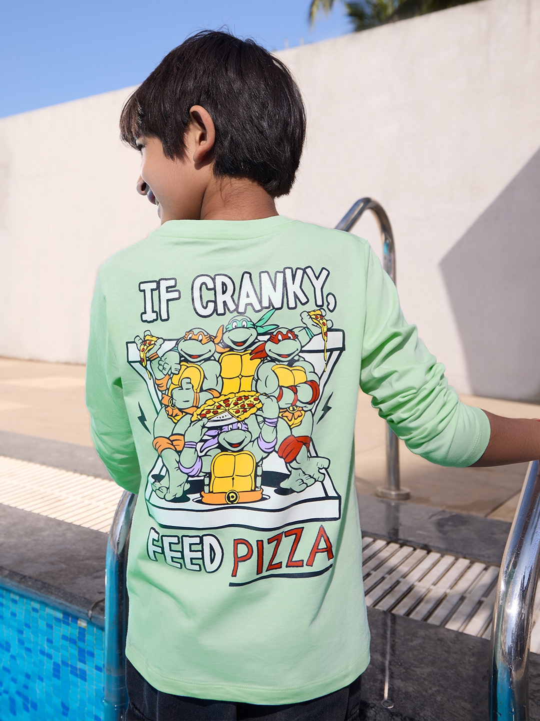 Boys TMNT: Pizza Love Boys Cotton Full Sleeve T-Shirt