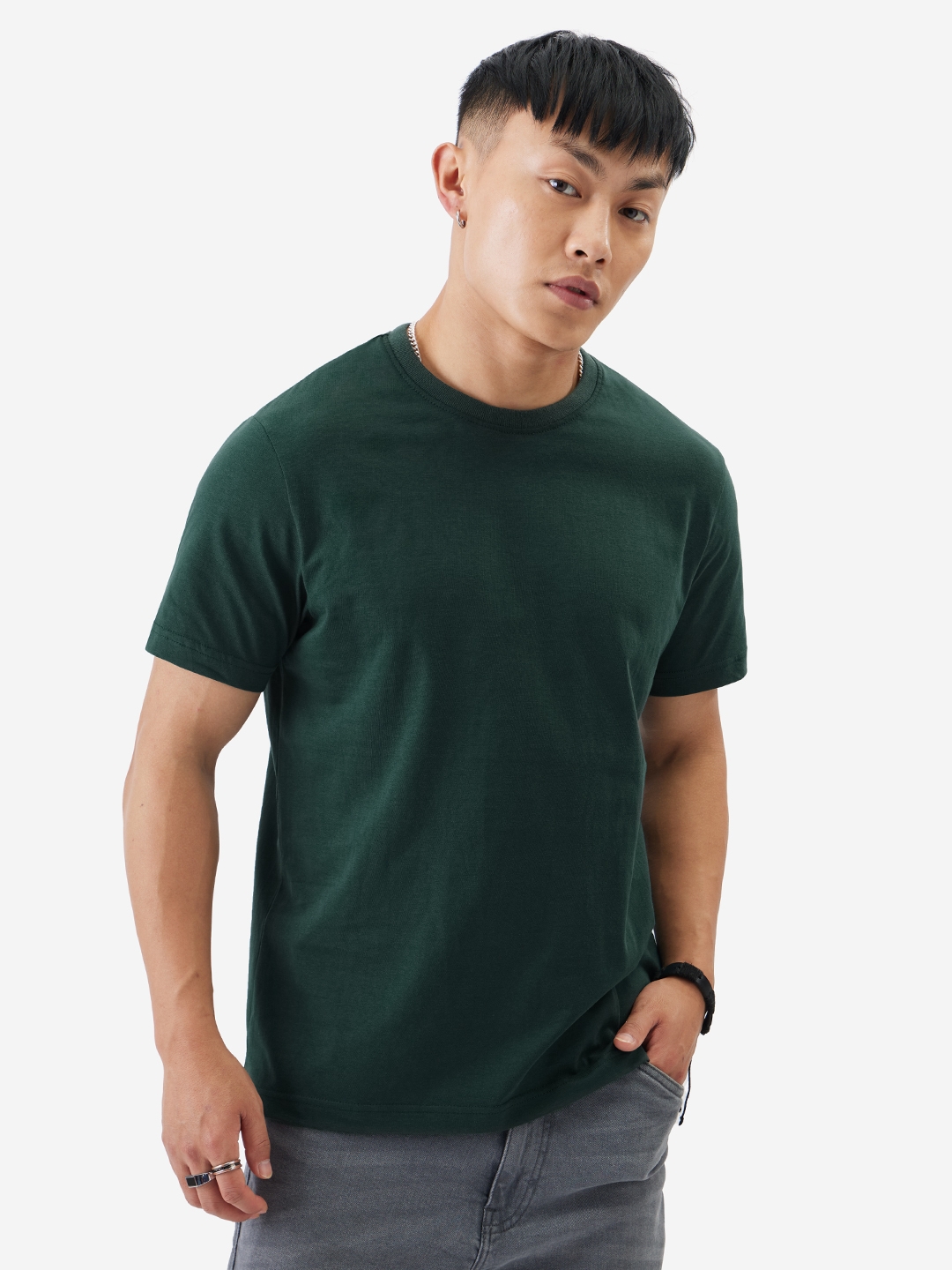 The Souled Store | Men's Solids: Emerald Green T-Shirt