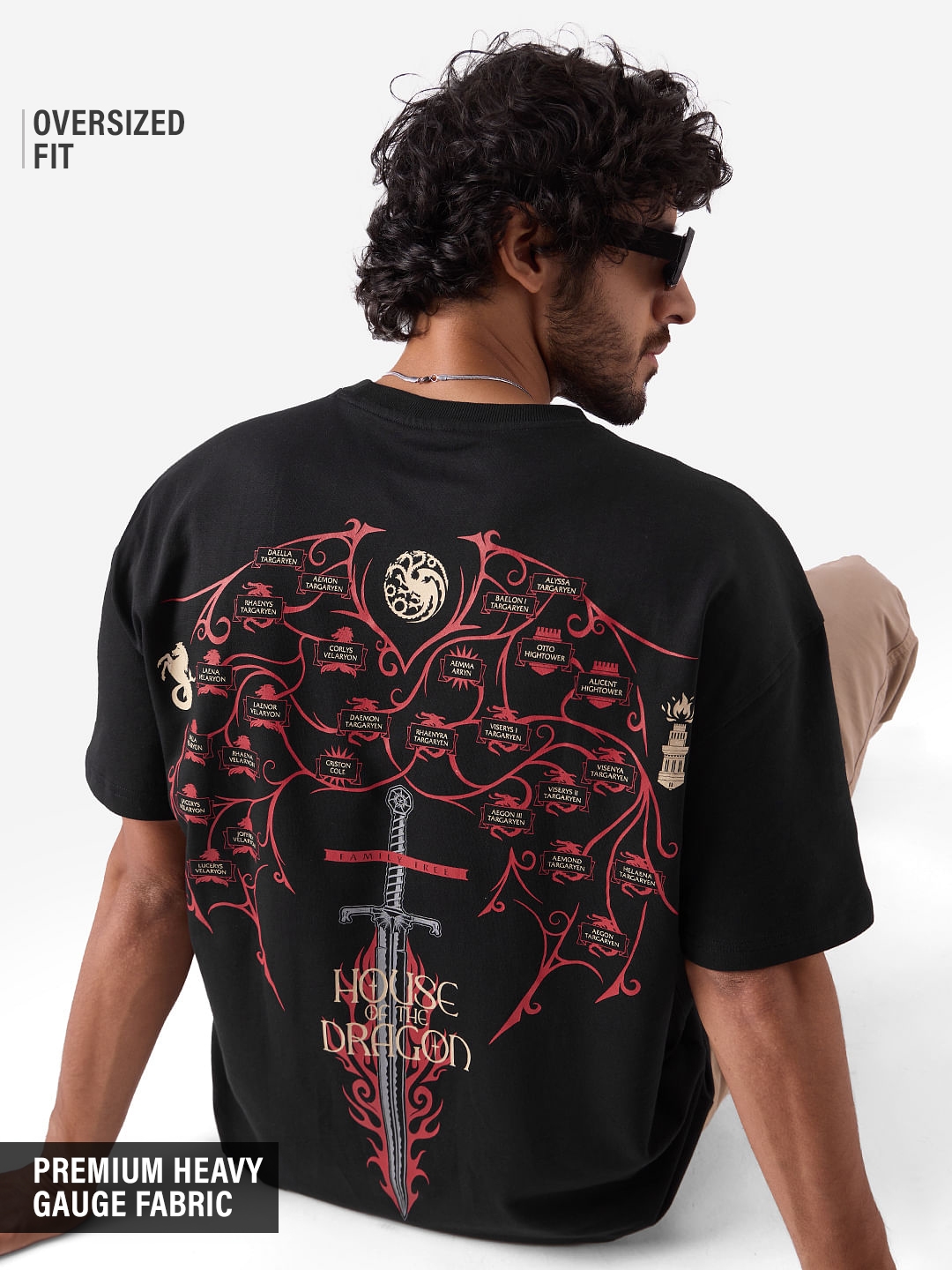 The Souled Store | Men's House of the Dragon: Family Tree Oversized T-Shirt