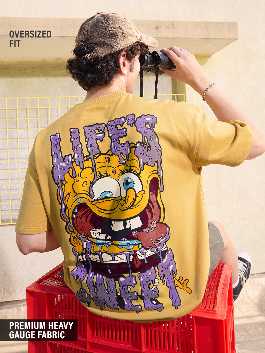 The Souled Store | Men's SpongeBob: Life's Sweet Oversized T-Shirt