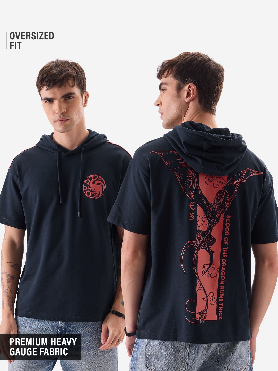 The Souled Store | Men's House of the Dragon: Caraxes Hooded T-Shirt