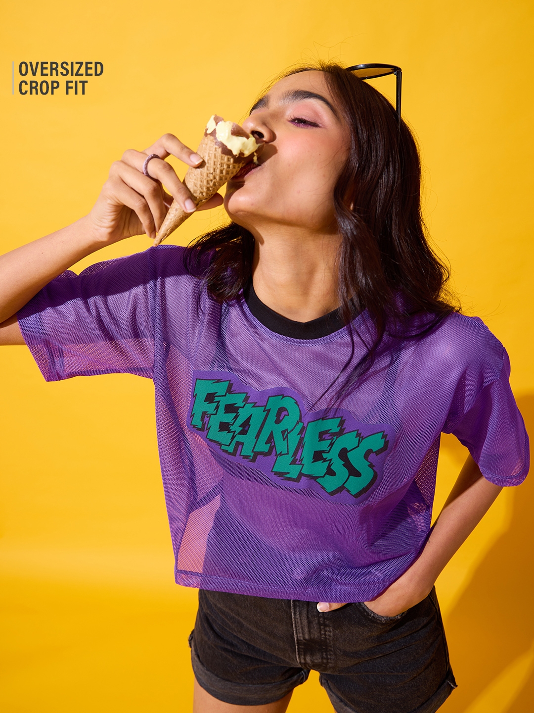The Souled Store | Women's  Fearless  Oversized Cropped T-Shirt