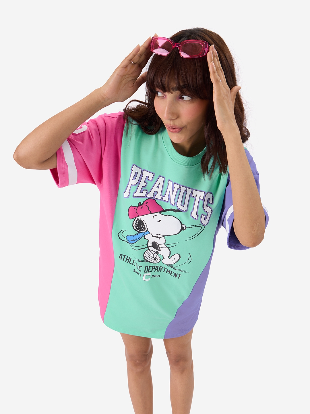 The Souled Store | Women's  Peanuts Athletic Department  Oversized T-Shirt Dress